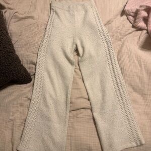 Women's Cream chunky knit wide Leg Pants